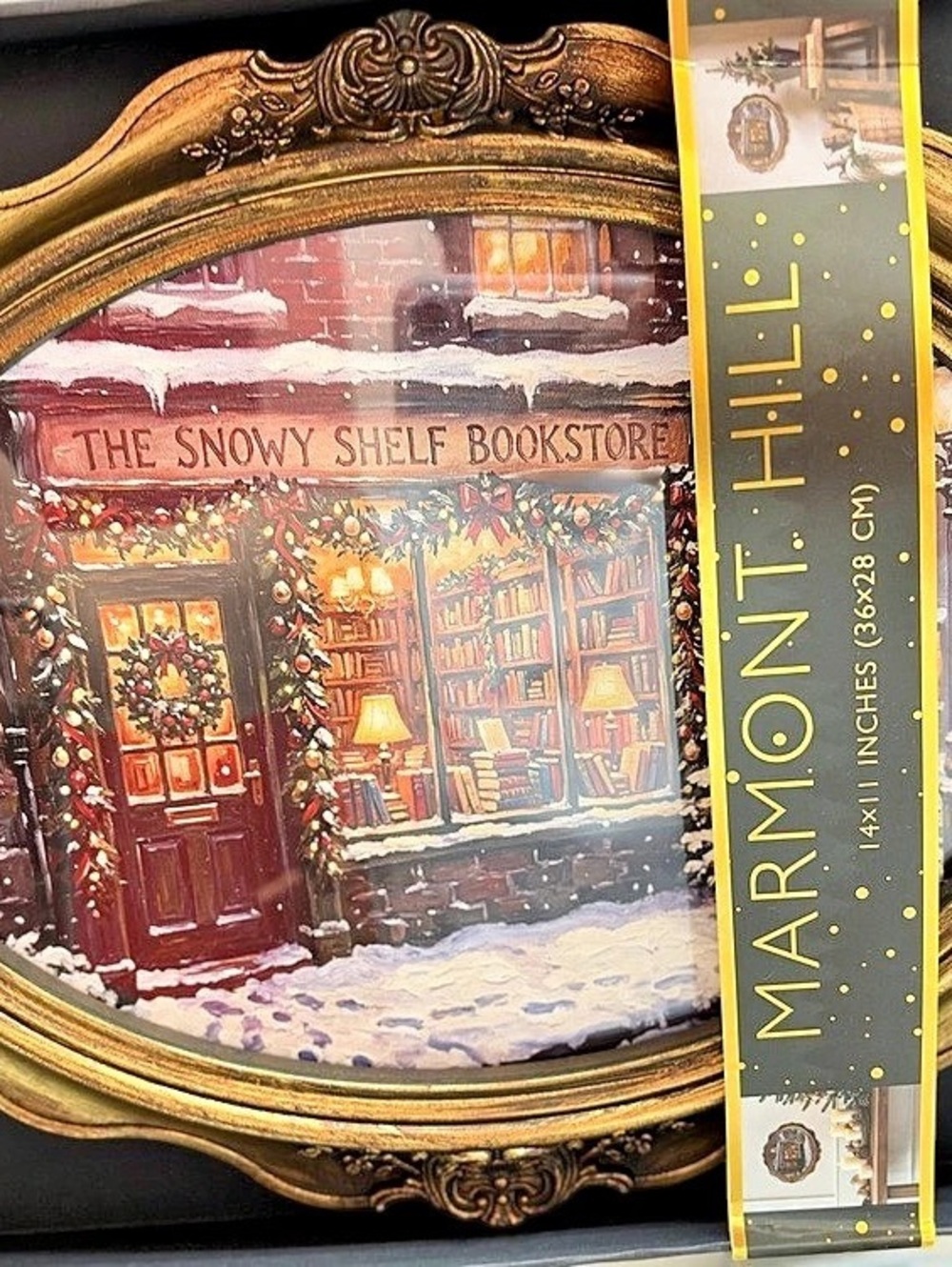 Marmont Hill The Snowy Shelf Bookstore Framed Holiday Wall Art